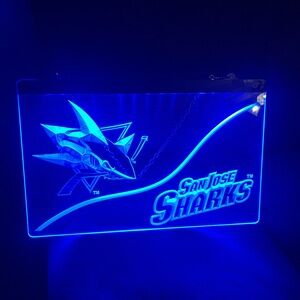 NHL San Jose Sharks 8 X 12 In Light Up Neon Blue Sign Plug In Wall Decor Rare